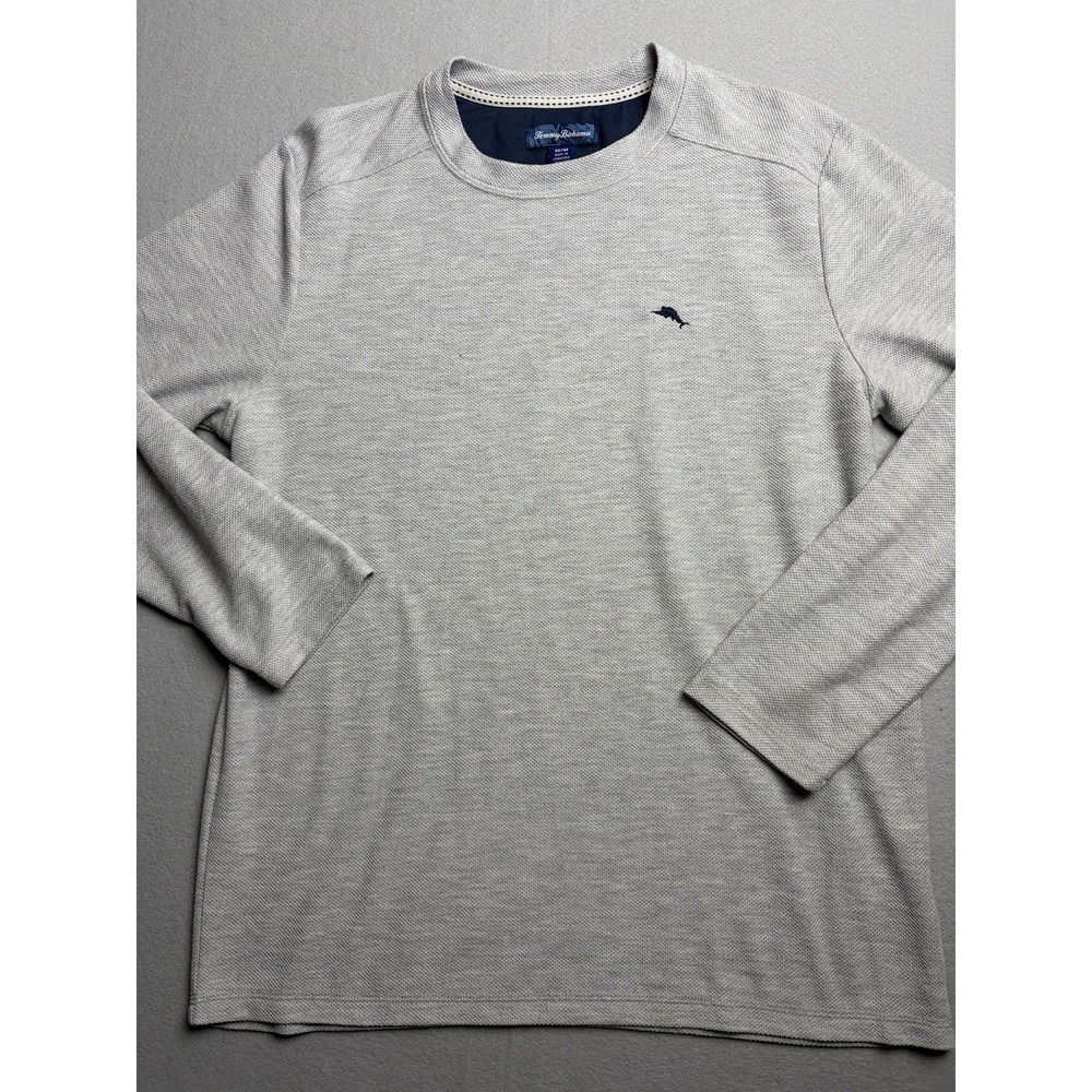 Tommy Bahama Island Thermal pullover Men's Medium Gray Waffle Crew Neck